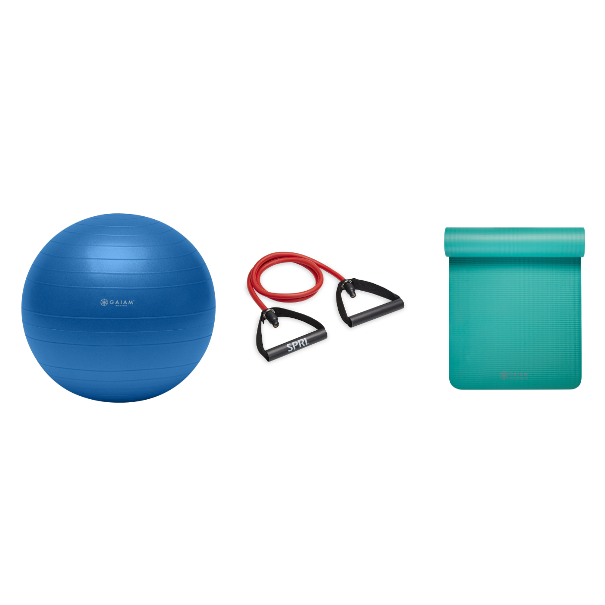 Fitness Bundle - Balance Ball (75cm), Xertube (Medium), Fitness Mat (Teal)